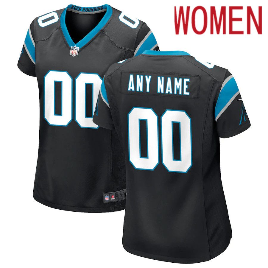 Women Carolina Panthers Nike Black Custom Game NFL Jersey->women nfl jersey->Women Jersey